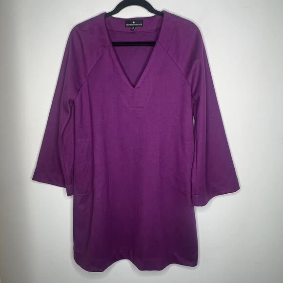Pomander Place Purple Wide Sleeve Audrey Shift Mini Dress Size Medium - Picture 2 of 6